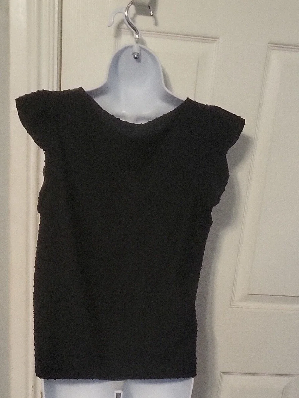 J. Crew Black Swedish Dot Short Ruffle Sleeve Top